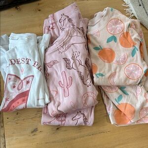 Carter’s Girls' Pink Horse & Peach Print Cotton Pajama lot